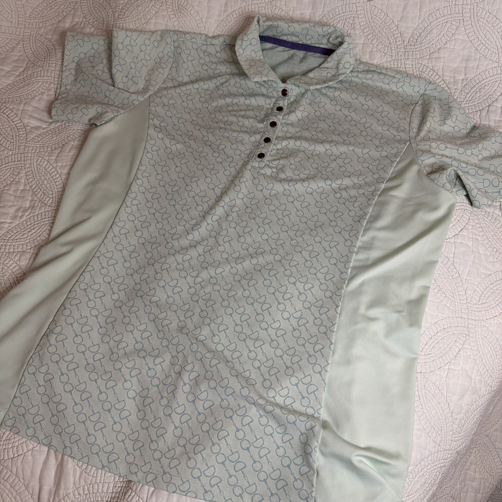 Dover Saddlery Women's LG Short Sleeve Equestrian 1/4 Button Summer Riding Top